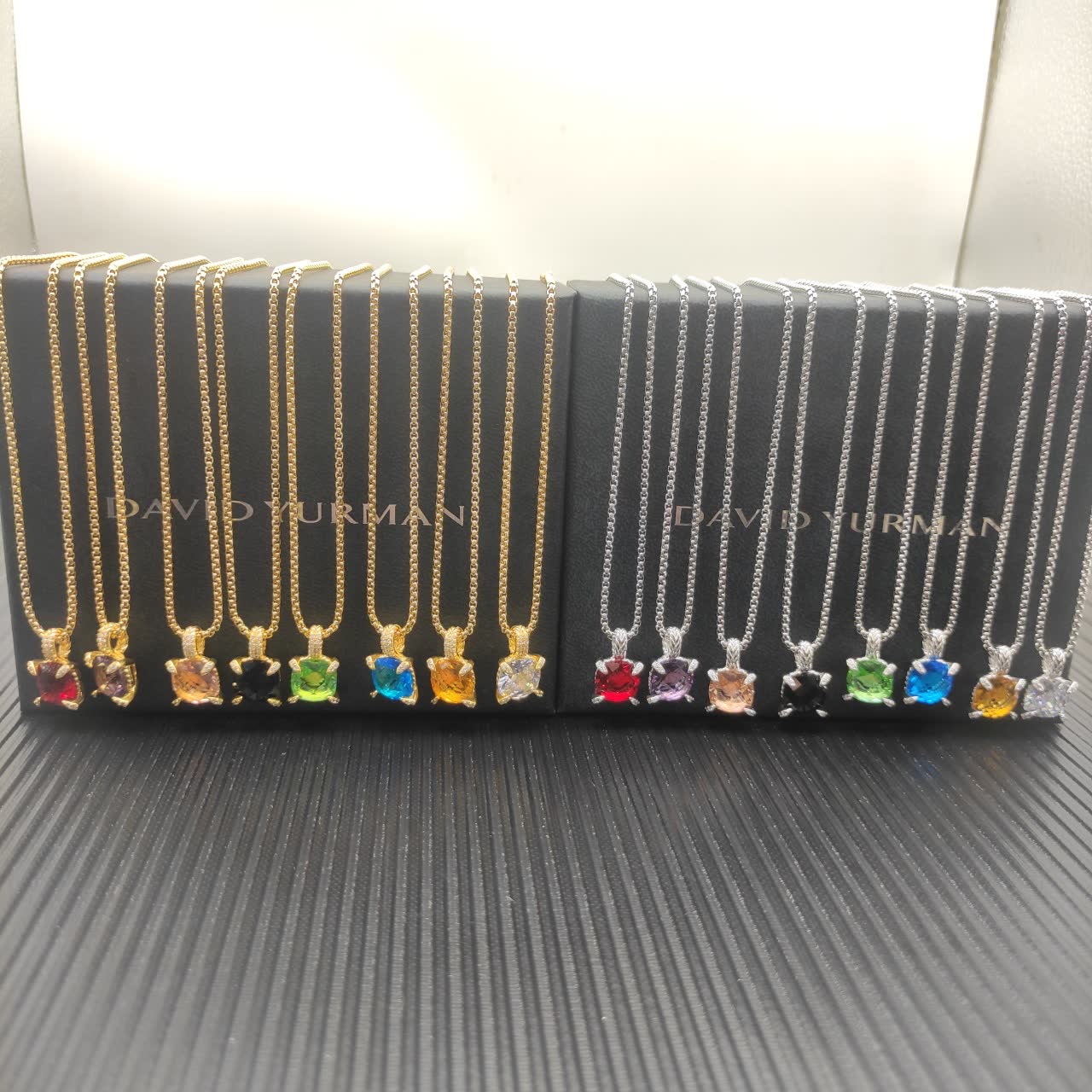David Yurman Gold and Green Stone Necklace